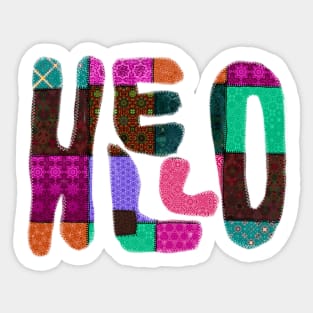 Quilted Patchwork Hello Design Sticker